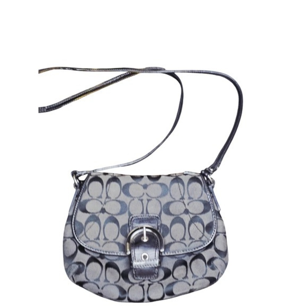 Coach Signature C Jacquard Crossbody Bag Small Black Grey Soho Buckle Y2K